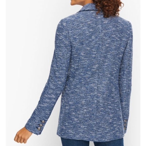 Talbots Women’s Navy Blazer Tweed Double Breasted Size 14 Career Business - Picture 3 of 7